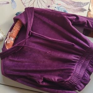 Juniors Velvet type Cropped Hoodie pullover Spring lightweight Purple Power